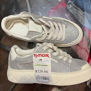 Tory Burch ladybug Glittering Silver Sneakers